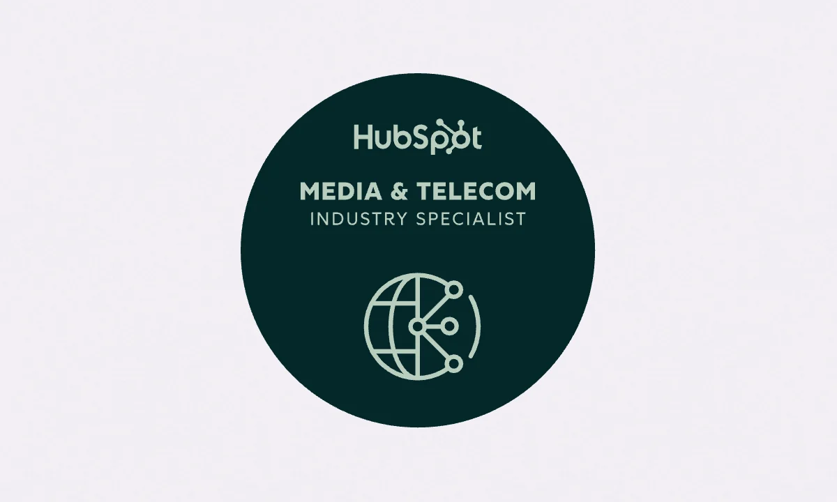 HubSpot Media and Telecom Industry Specialist partner badge