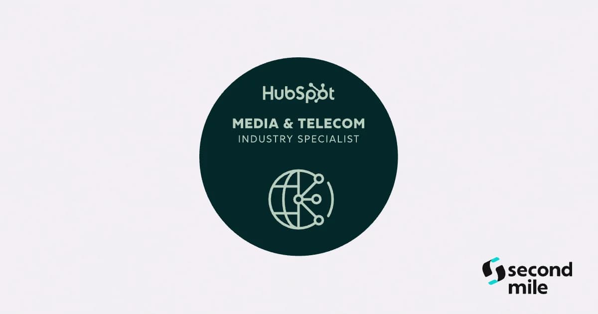 HubSpot Media and Telecom Industry Specialist badge awarded to Second Mile