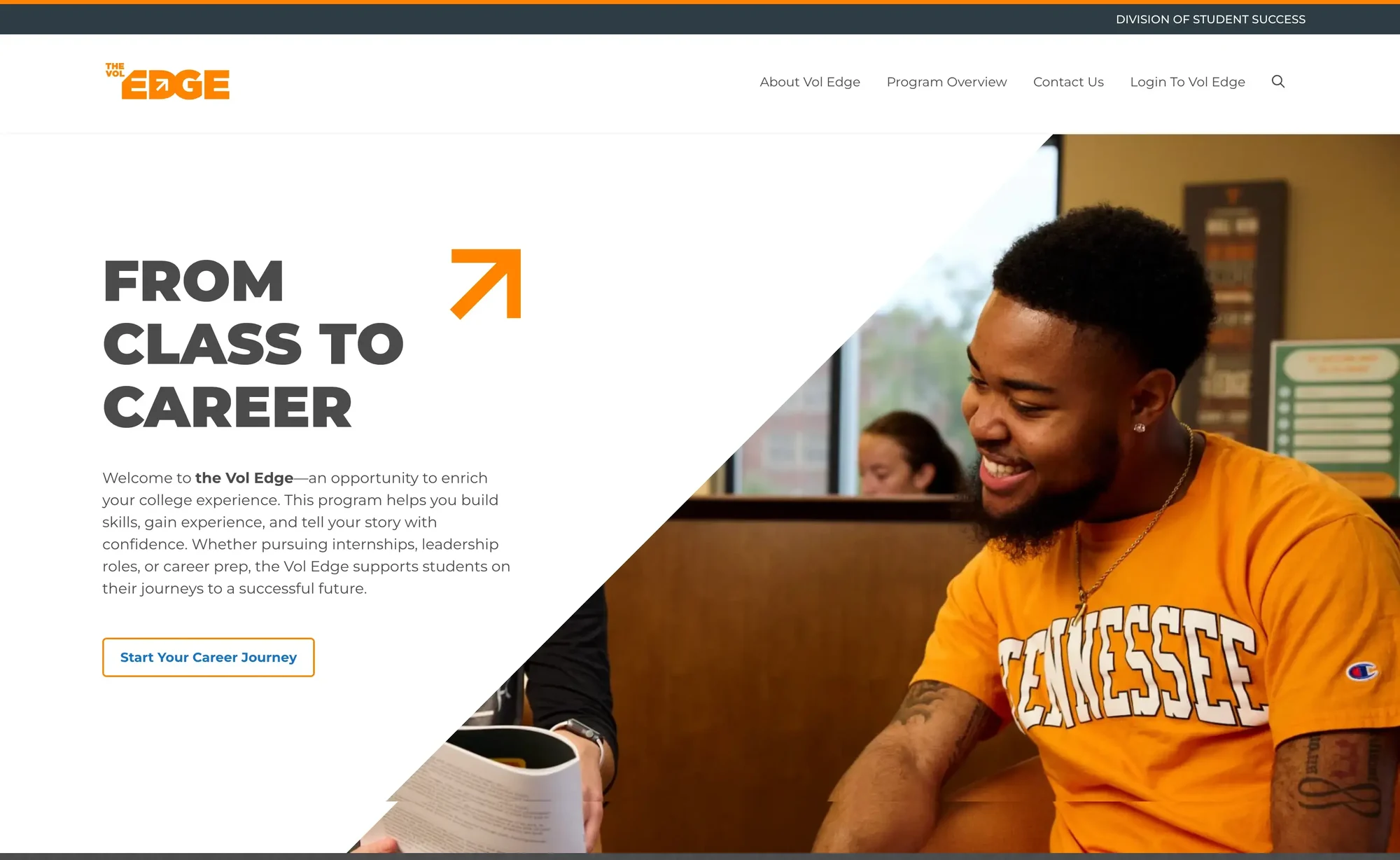 Vol Edge website homepage introducing career readiness for UT students
