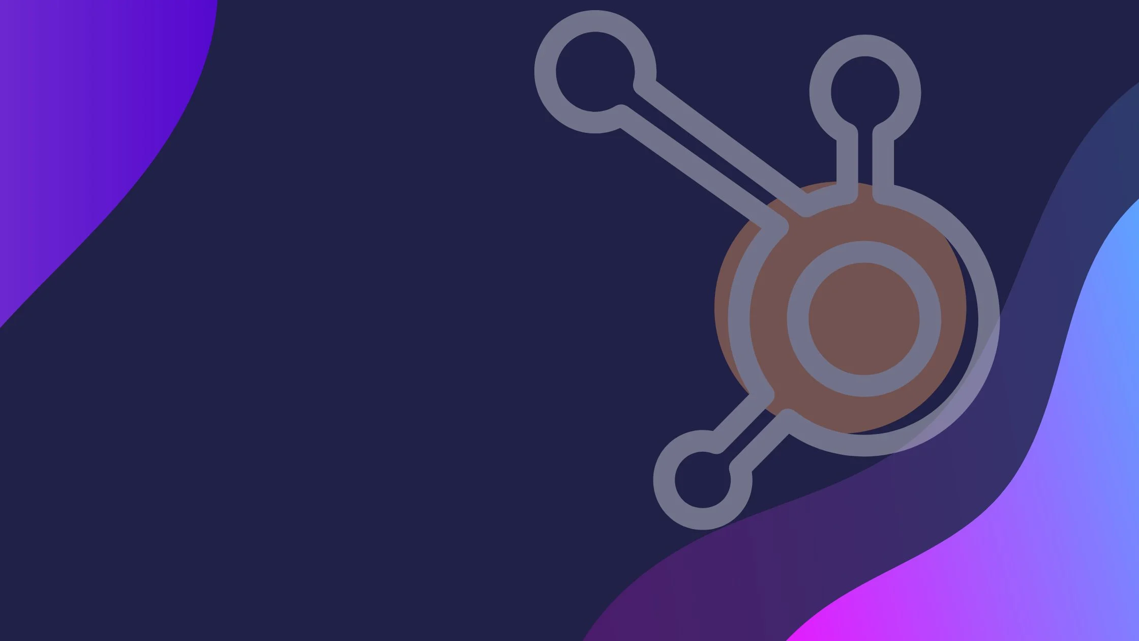 HubSpot sprocket symbol on purple and navy artwork.