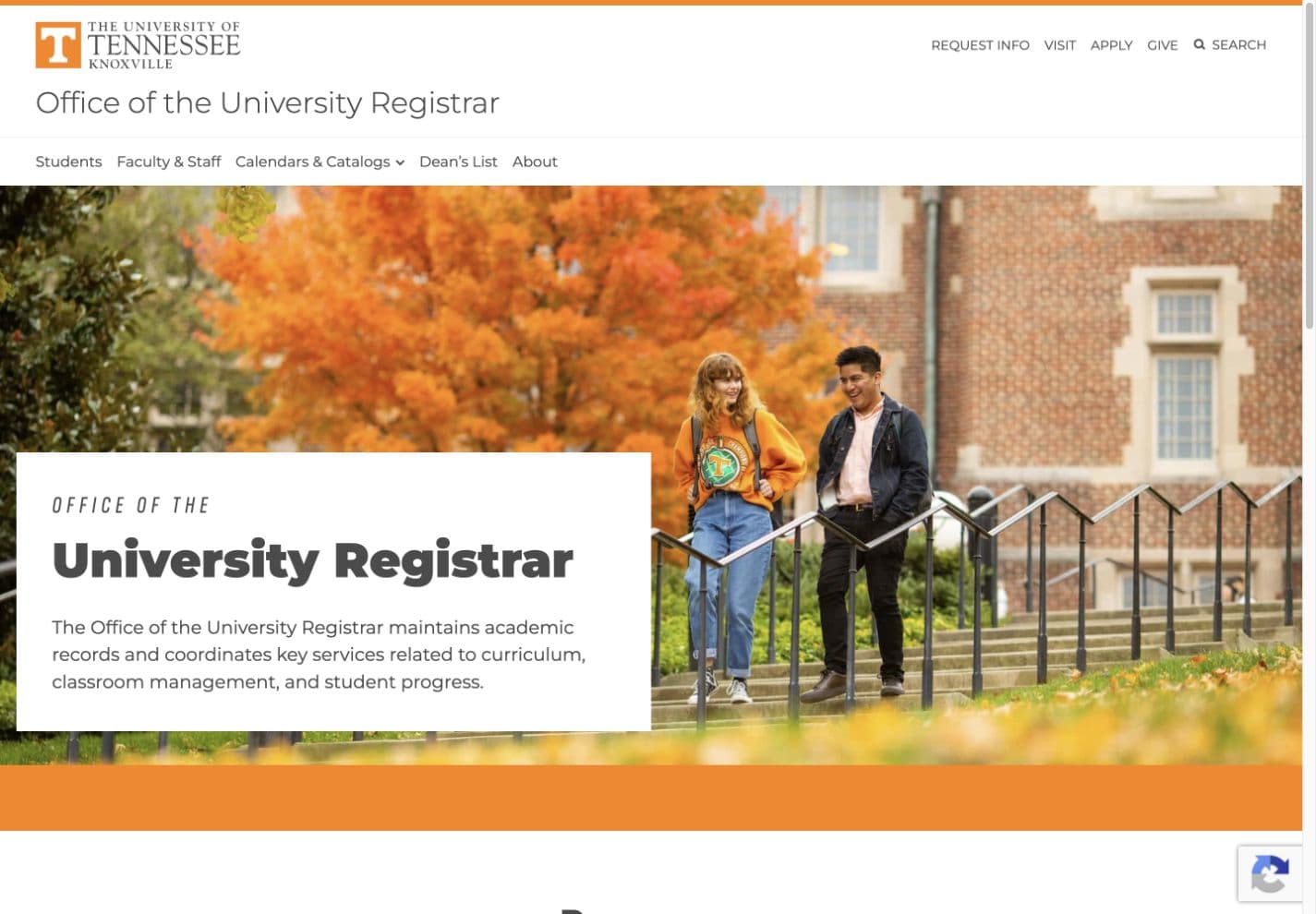 UT Office of the University Registrar website