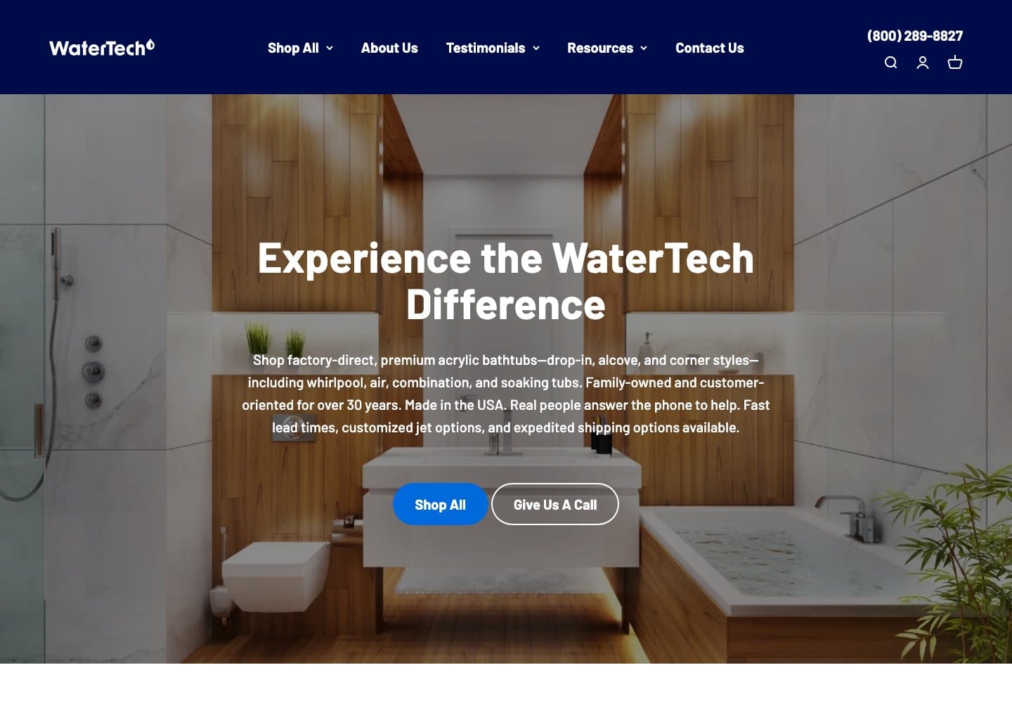WaterTech Shopify storefront presenting its bath products