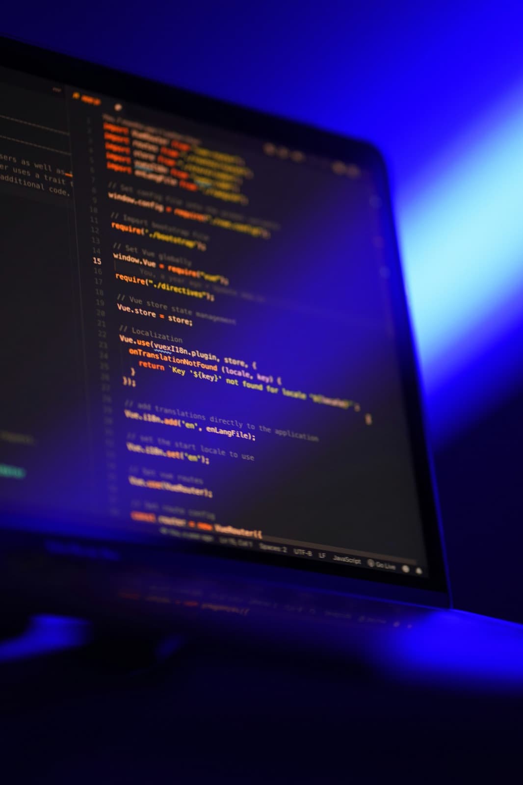 Software code displayed on a monitor